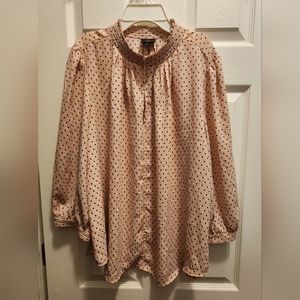 Worthington Petite Long Sleeve Polka Dots Womens Blouse PXXL